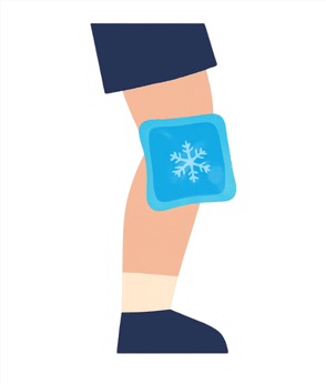 1 Ice pack applied to the kneeto ease Osgood-Schlatter pain