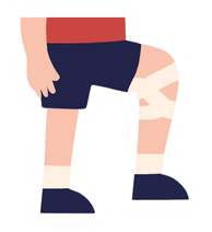 4 Child's knee taped for support during sport